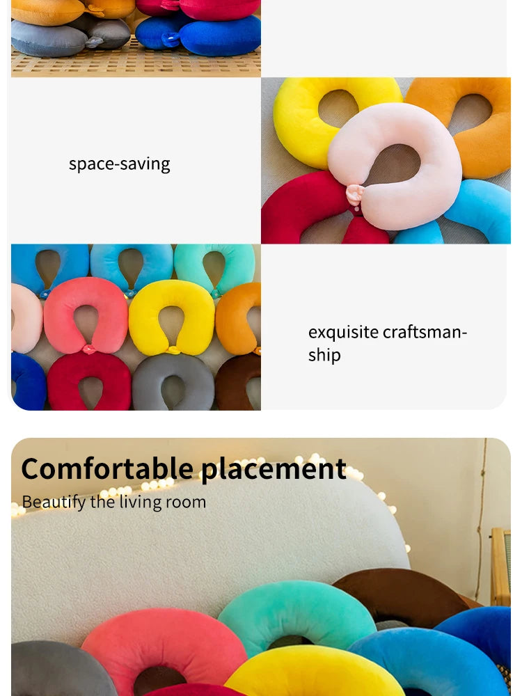 U-Shaped Neck Pillow for Cervical Support Portable Travel Pillow for Sleeping and Car Rides Massage Pillow for Naps PP Cotton U-