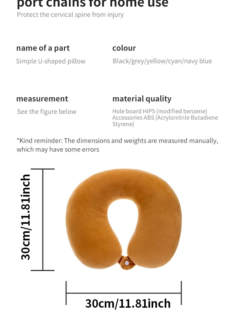 U-Shaped Neck Pillow for Cervical Support Portable Travel Pillow for Sleeping and Car Rides Massage Pillow for Naps PP Cotton U-