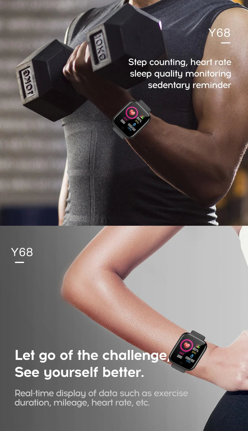 Multifunctional Smart Watch D20 Rechargeable Bluetooth Connected Phone Music Fitness Sports Bracelet Sleep Monitor Y68 Women Men