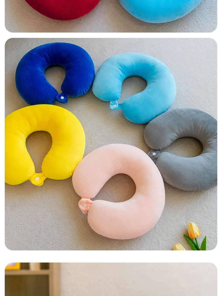 U-Shaped Neck Pillow for Cervical Support Portable Travel Pillow for Sleeping and Car Rides Massage Pillow for Naps PP Cotton U-